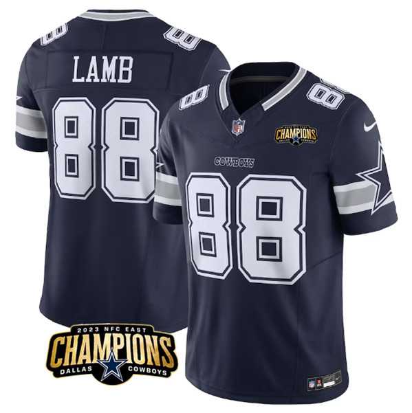 Men & Women & Youth Dallas Cowboys #88 CeeDee Lamb Navy 2023 F.U.S.E. NFC East Champions Patch Stitched Jersey